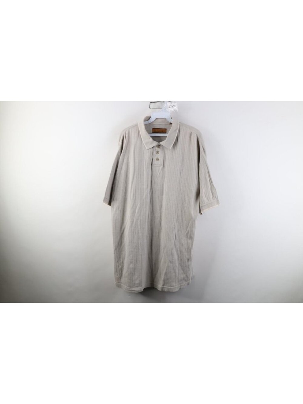 Vintage 90s Streetwear Mens Large Baggy Faded Cotton Ribbed Knit Golf Polo Gray